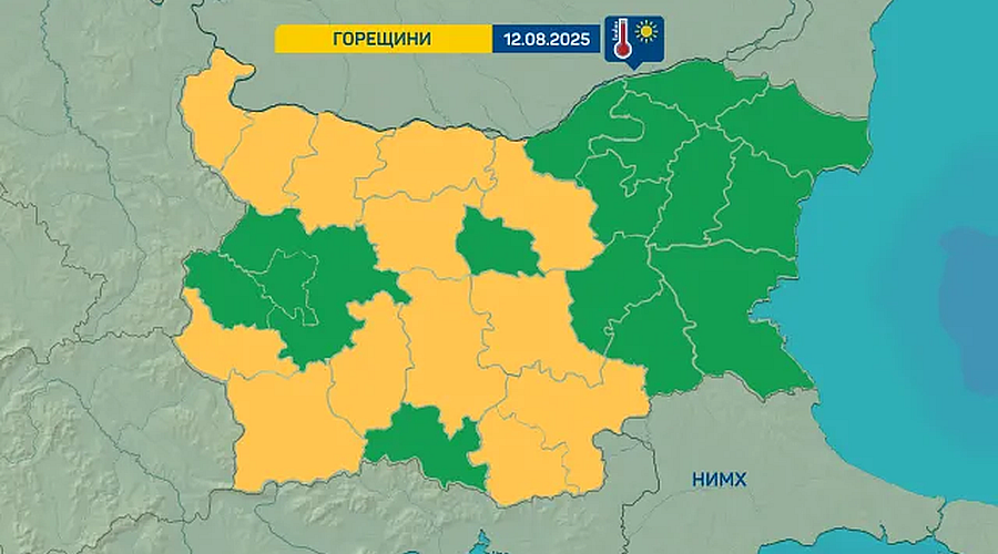 Отново горещини, макар и с леко понижени температури - жълт код в 13 области